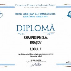 Diploma Topul Judetean al Firmelor 2015